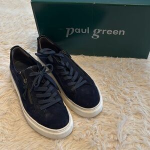 Blue suede tennis shoes